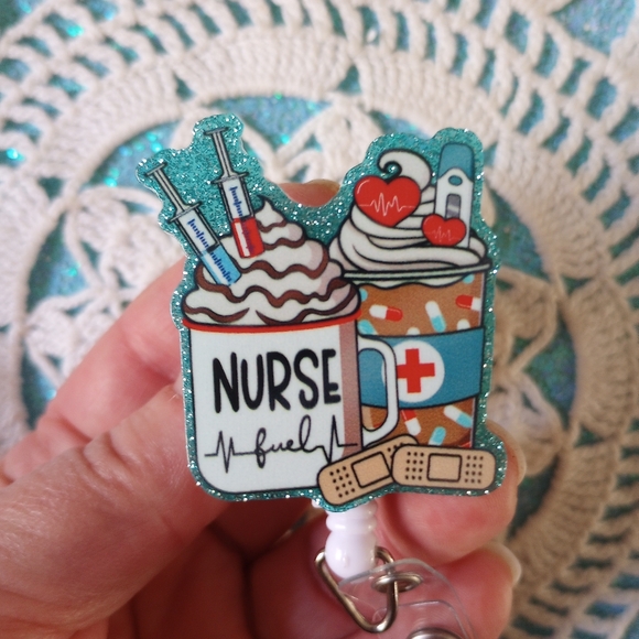 Nurse badge reel, RN, retractable pull badge holder - Picture 3 of 9